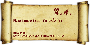 Maximovics Arzén névjegykártya